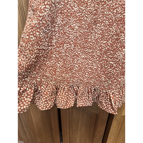 Women's She + Sky Brown Leaf Long Sleeve Dress Cottagecore Fall Style Size S - Picture 7 of 8